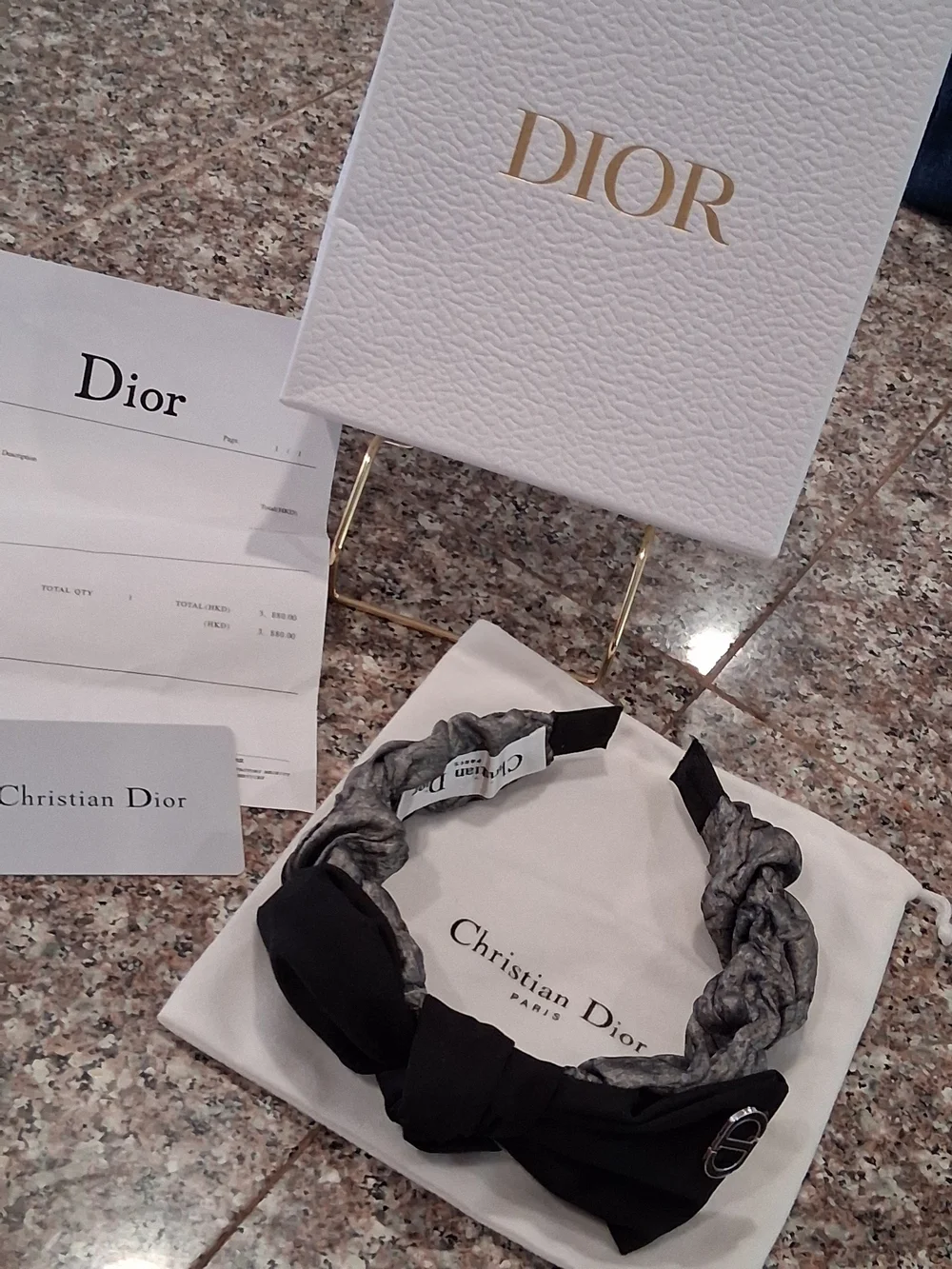 Christian Dior Black & Gray Knotted Headband. Beautiful ,New